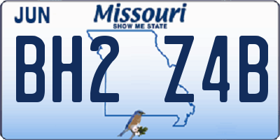 MO license plate BH2Z4B