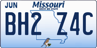 MO license plate BH2Z4C