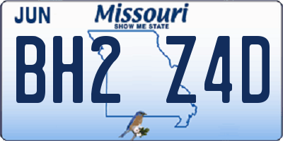MO license plate BH2Z4D
