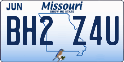 MO license plate BH2Z4U