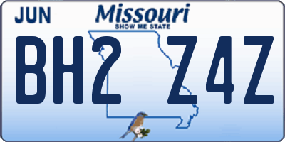 MO license plate BH2Z4Z
