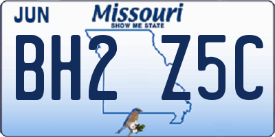 MO license plate BH2Z5C