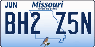 MO license plate BH2Z5N