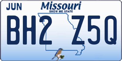 MO license plate BH2Z5Q