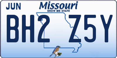 MO license plate BH2Z5Y