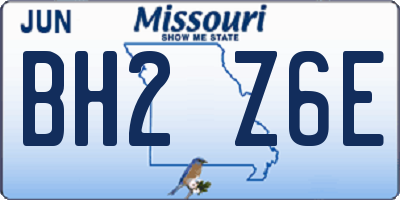 MO license plate BH2Z6E