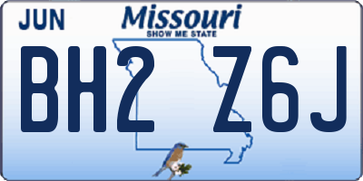 MO license plate BH2Z6J
