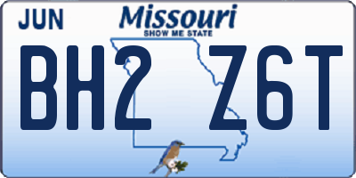 MO license plate BH2Z6T
