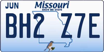 MO license plate BH2Z7E