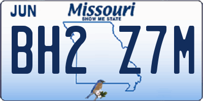 MO license plate BH2Z7M