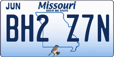 MO license plate BH2Z7N