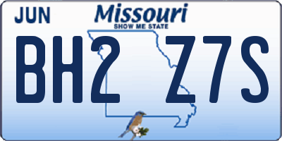 MO license plate BH2Z7S