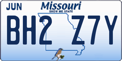 MO license plate BH2Z7Y
