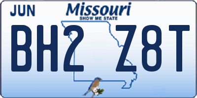 MO license plate BH2Z8T