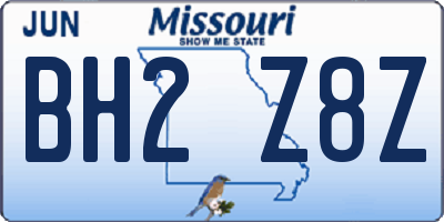 MO license plate BH2Z8Z