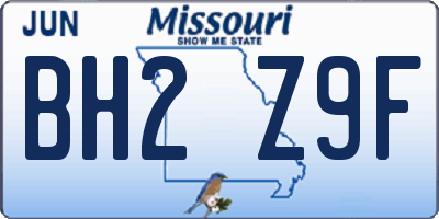 MO license plate BH2Z9F