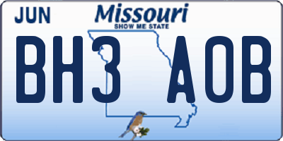 MO license plate BH3A0B