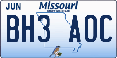 MO license plate BH3A0C