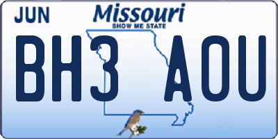 MO license plate BH3A0U