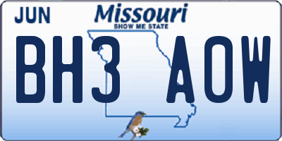 MO license plate BH3A0W
