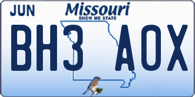 MO license plate BH3A0X