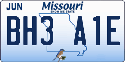 MO license plate BH3A1E