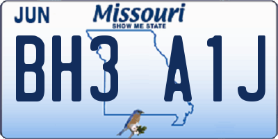 MO license plate BH3A1J