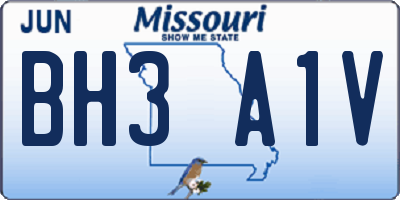 MO license plate BH3A1V