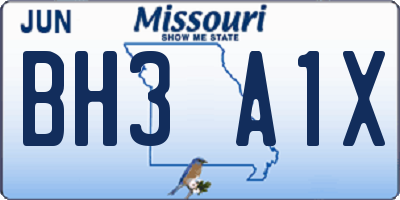 MO license plate BH3A1X