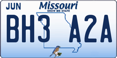 MO license plate BH3A2A