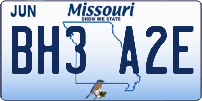 MO license plate BH3A2E