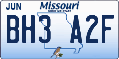 MO license plate BH3A2F