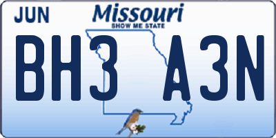 MO license plate BH3A3N