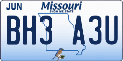MO license plate BH3A3U