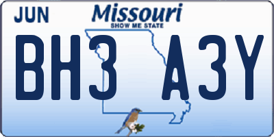 MO license plate BH3A3Y