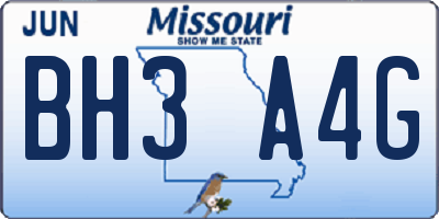 MO license plate BH3A4G