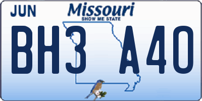 MO license plate BH3A4O