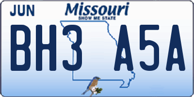 MO license plate BH3A5A