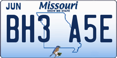 MO license plate BH3A5E