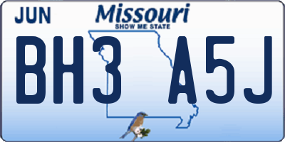 MO license plate BH3A5J