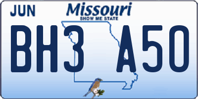 MO license plate BH3A5O