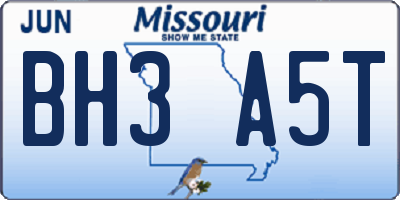 MO license plate BH3A5T