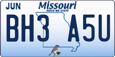 MO license plate BH3A5U