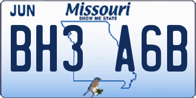 MO license plate BH3A6B