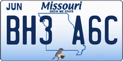 MO license plate BH3A6C