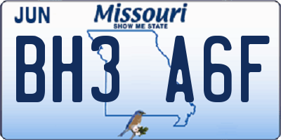 MO license plate BH3A6F