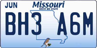 MO license plate BH3A6M