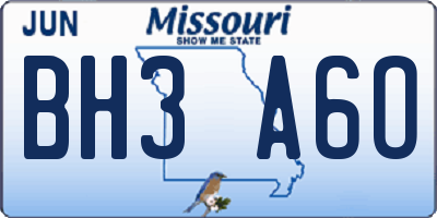 MO license plate BH3A6O