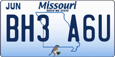 MO license plate BH3A6U