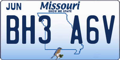 MO license plate BH3A6V